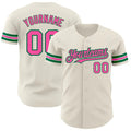 Custom Cream Pink-Kelly Green Authentic Baseball Jersey